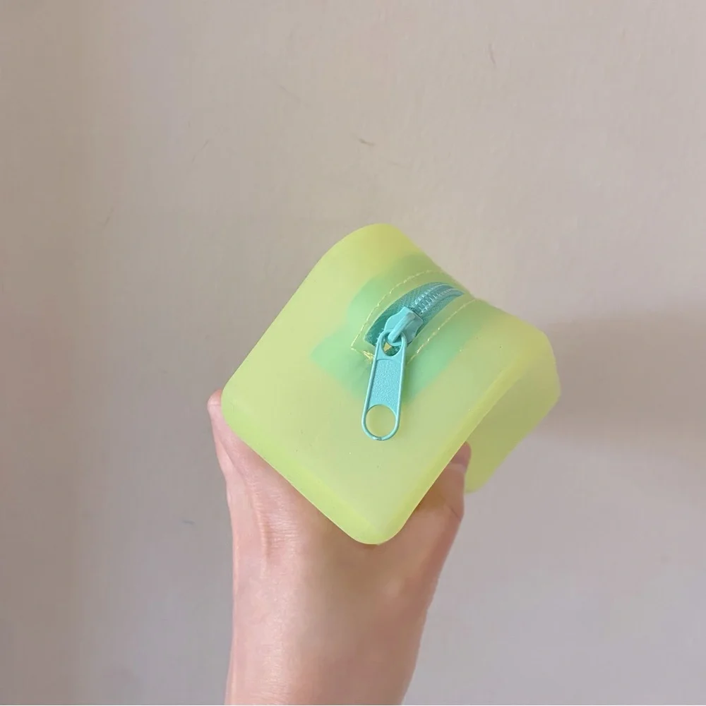 Yellow Silicon Pencil Case with Blue Zipper
